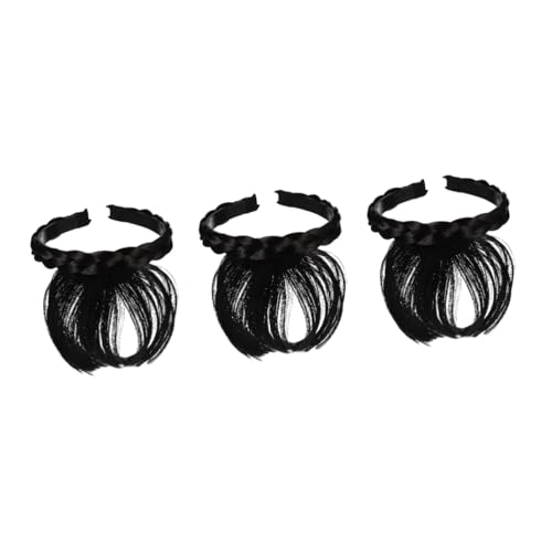 MERRYHAPY 3st Stirnband Knallt Haarschmuck Für Damen Zöpfe Stilvolles Vorderes Haar Knallt Stirnband Braune Perücke Mit Lockiger Haargummi Echthaar-stirnbandperücke Gefälscht Black von MERRYHAPY