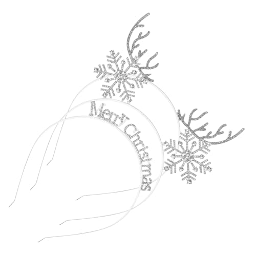 MERRYHAPY 3stücke Teiliges Glitzernder Weihnachts-stirnbänder Für Frauen Funkelnde Antler Schneeflocken Und Buchstaben Kopfschmuck Für Festlichkeiten Und Cosplay von MERRYHAPY
