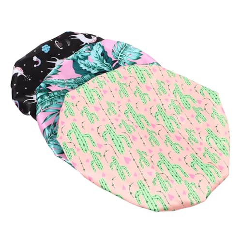 MERRYHAPY 3stücke Teiliges Set Doppellagige Elastische Badekappen Mit Digitaldruck Stilvolle Duschhaube Für Beim Baden Für Salongebrauch Cactus Palmblätter Einhorn von MERRYHAPY