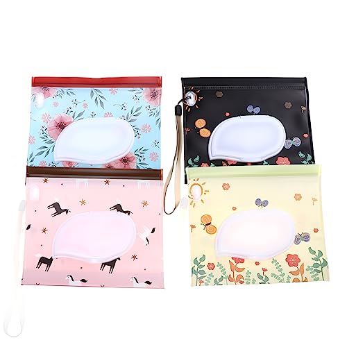 MERRYHAPY 4 Fenster Nass Tissue Tasche Tragbare Tücher Tragetasche Für Gesicht Eva Nass Handtuch Verpackung Tasche von MERRYHAPY