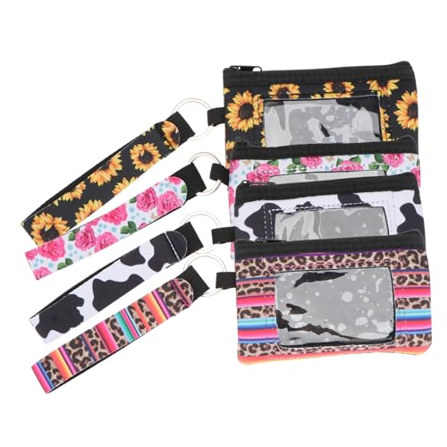 MERRYHAPY Elegantes Neopren-Münzbörsen-Set 4 Stück kompakt und wendbar für unterwegs Einkaufen Kreditkarten Münzen Aufbewahrung Robustes Material von MERRYHAPY