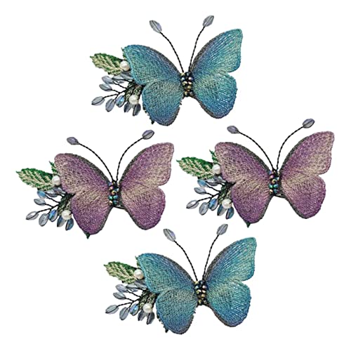 MERRYHAPY 4stücke Schmetterlings-haarspangen Mit Stickerei Schmetterlings-clips Für Frauen Und Mädchen Haarnadeln Für Verschiedene Frisuren Und Anlässe von MERRYHAPY