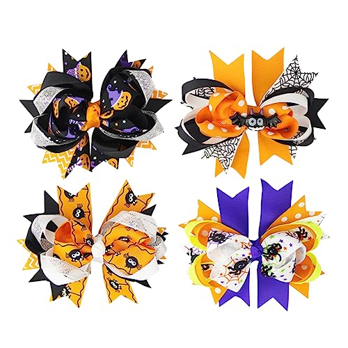 MERRYHAPY 4 Stück Haarspangen Mit Schleife Halloween Dekorative Haar-accessoires Haarschleifen-clip Für Mädchen Baby-haarspangen Fallen Auf Partys Auf von MERRYHAPY
