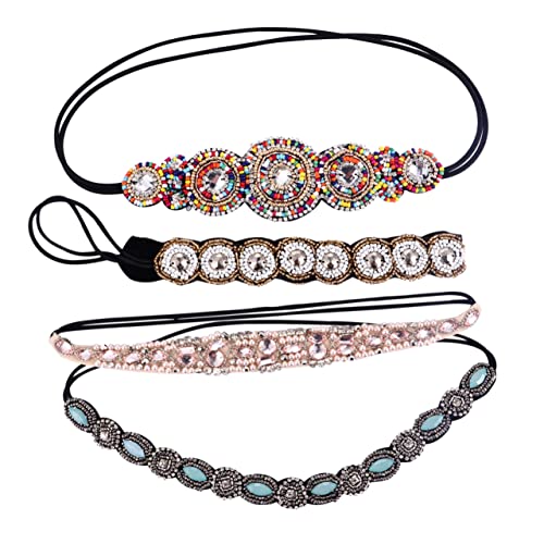 MERRYHAPY 4stücke Stirnbänder Damen Mit Strass Und Perlen Handgemachte Schmuck Haarbands Für Sport Party Tanzen Alltag Und Verschiedene Anlässe von MERRYHAPY
