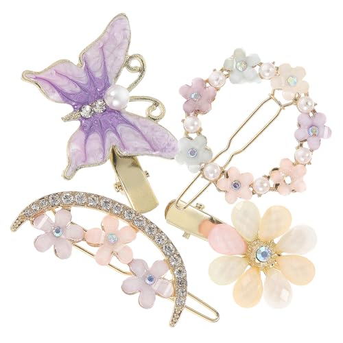 MERRYHAPY 4stücke Haarklammern Mit Blumen Und Schmetterlingsdesign Strass-haarspangen Für Frauen Modische Haarschmuck-accessoires Für Verschiedene Frisuren von MERRYHAPY