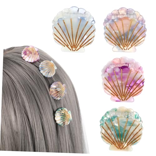 MERRYHAPY 4stücke Mini Muschel Haarklammern Kleine Klemmen Mit Backen Styling Zubehör Haarschmuck Für Frauen Damen Mädchen von MERRYHAPY