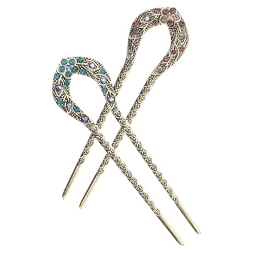 MERRYHAPY 4stücke Vintage Haarnadeln Mit Kristall Und Strass Förmige Haarschmuck Elegante Doppelte Prong Haarnadeln Für Hochzeiten Partys Und Besondere Anlässe von MERRYHAPY
