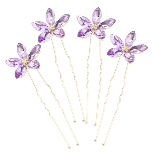 MERRYHAPY 4stücke U-förmige Haarnadeln Mit Strasssteinen Vintage-design Für Hochsteckfrisuren Dutts Und Zöpfe Accessoires Für Damen Und Mädchen Violett von MERRYHAPY