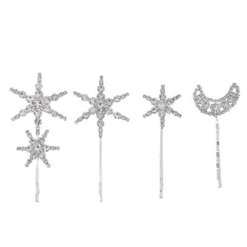 MERRYHAPY 4 Stück Strasssteine Haarklammern Stern mond Design Haarspangen für Damen und Mädchen Modischer Haarschmuck mit Hoher Hitzebeständigkeit für Hochzeiten Partys und Alltag von MERRYHAPY