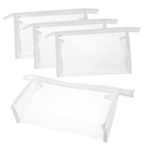 MERRYHAPY 4 Stück Tragbare Kosmetiktasche Mit Reißverschluss Reise Hautpflegetasche Für Frauen Große Aufbewahrungstasche Für Make up Transparent Für Reisen Und Camping 20x11.5x5cm von MERRYHAPY