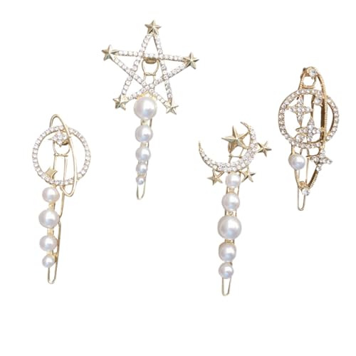 MERRYHAPY 4stücke Teiliges Mädchen Haarspangen Mit Perlen Mond Und Stern-designs Für Süße Frisuren Und Besondere Anlässe Langlebig Und Leicht Perfektes Haaraccessoire Für Junge Damen von MERRYHAPY