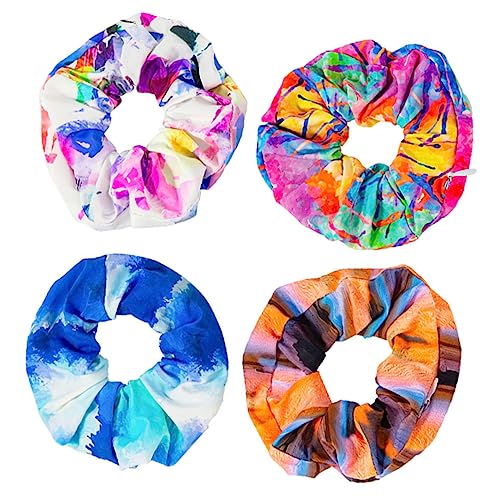 MERRYHAPY 4stücke Haar Scrunchies Mit Reißverschluss-tasche Elastische Haargummis Für Damen Fixieren Von Frisuren Beim Waschen Makeup Oder Sport Bunte Für Stil von MERRYHAPY