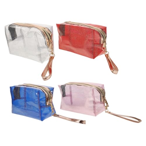 MERRYHAPY 4stücke Transparente Holografische Kosmetiktasche Mit Metallreißverschluss Abnehmbarer Handschlaufe Make-up Organizer Für Reisen Und Haushalt Für Toilettenartikel Und Kosmetika von MERRYHAPY