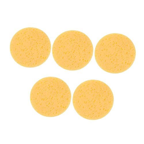 MERRYHAPY 5 Stück Runde Hautfreundliche Makeup Schwämme aus Zellulose Weiche Reinigungspads für Sanfte Gesichtsreinigung und Make Up Entfernung Wiederverwendbar Geeignet für Frauen Gelb von MERRYHAPY