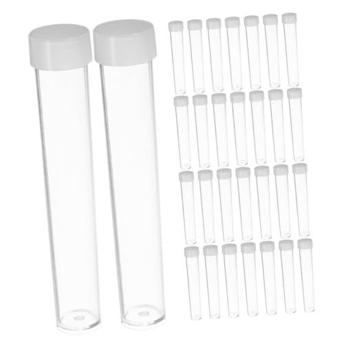 MERRYHAPY 50 Stück Kunststoffröhrchen mit Kappen Transparent Aufbewahrungsbox für Perlen Schmuck Pins Kleine Gegenstände Organizer Robust und Tragbar für Bastelbedarf von MERRYHAPY