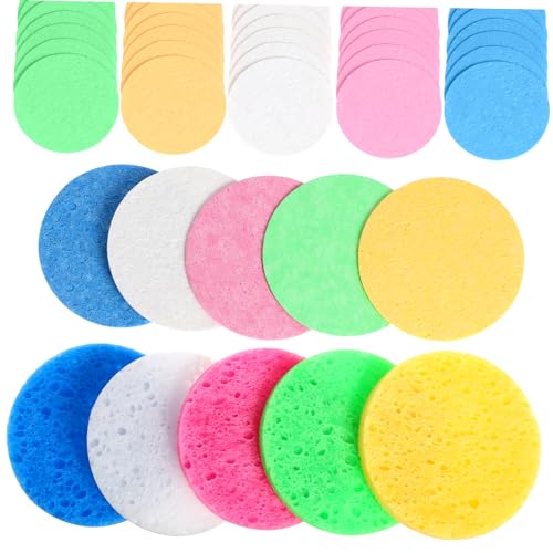 MERRYHAPY 50 Stück Tragbare Gesichtsreinigungsschwämme Natürliche Make up Entferner Wiederverwendbar Für Sanfte Gesichtsreinigung Für Reisen von MERRYHAPY