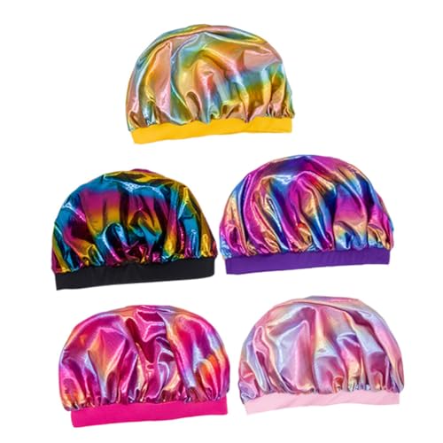 MERRYHAPY 5stücke Schlafhaube Für Haare Beim Duschen Bade-duschhauben Aus Polyester Chemotherapie-kappe Duschkopfabdeckung Elastisch Für Junge Mädchen Und Erwachsene von MERRYHAPY