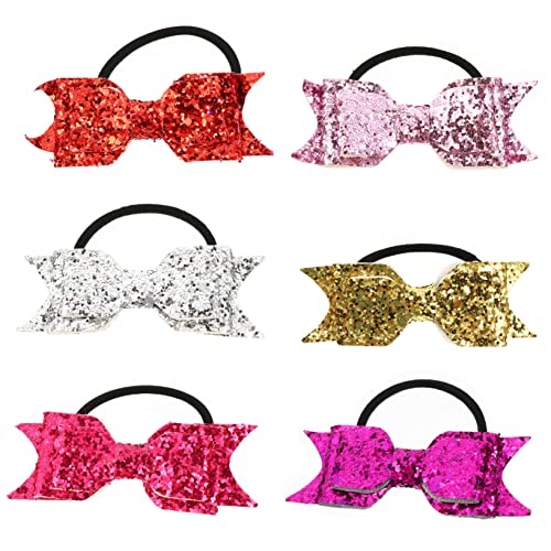 MERRYHAPY 6stücke Glitzernde Haarschleifen Haargummis Mit Bowknot Für Mädchen Kreative Haarbänder Für Zopfhalter Für Partys Und Alltag von MERRYHAPY