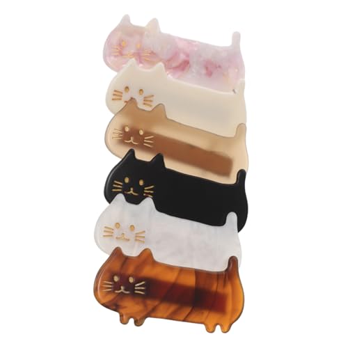 MERRYHAPY 6 Stück Teiliges Bunter Cartoon Katzen-haarspangen aus Celluloseacetat Niedliche Haar-accessoires für Frauen und Mädchen Verspieltes Design für Alltag Party und Geschenk von MERRYHAPY