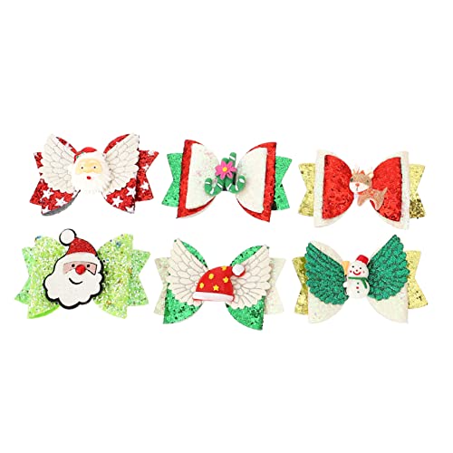 MERRYHAPY 6 Stück Weihnachts-haarspangen Mit Schleife Weihnachts-haarclips Haarschmuck Für Kinder Rustfester Material Glatte Oberfläche Komfortables Tragen Als Weihnachts von MERRYHAPY