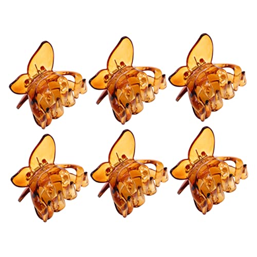 MERRYHAPY 6stücke Haarspange Haarklammer Transparent Karamellfarbe Schmetterlingsdesign Stark Haltbar Accessoire Für Frauen Leicht Tragbar Everyday Wear von MERRYHAPY