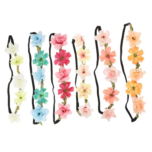 MERRYHAPY 6stücke Kunstblumen Kranz Haarreifen Mit Rosen Für Hochzeiten Festivals Und Fotoshootings Elegante Boho-stirnbänder Für Frauen Und Mädchen von MERRYHAPY