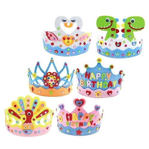 MERRYHAPY 6stücke Teiliges Geburtstag Krone Filz Glitzernde Partyhüte Für Mädchen Handgefertigte Geburtstagskrone Für Feiern Blau Und Rosa Designs Für Und Familienfeiern von MERRYHAPY