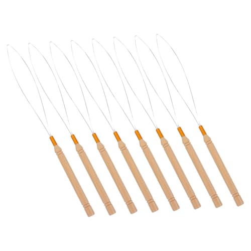 MERRYHAPY 8-teiliges Haarverlängerungs-schlaufennadel-einfädler-set Mit Perlengeräten Und Holzgriff, Häkelnadeln Für Perücken, Haare Flechten Und Stylen, Für Den Salon Und Den Heimgebrauch von MERRYHAPY