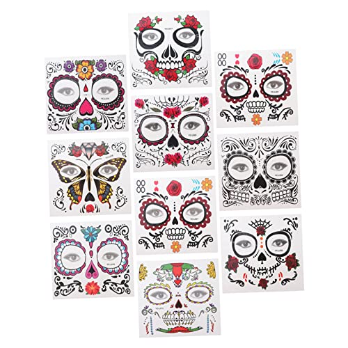 MERRYHAPY 80 Blatt Halloween-gesichtsaufkleber Halloween Für Kinder Tag Der Toten Temporäre Gesichtstattoos Tag Der Toten Gesichtsaufkleber Halloween-skelett Bling Wassertransferdruck MERRYHAPY 80 Blatt Halloween-gesichtsaufkleber Halloween Für Kinder Tag Der Toten Temporäre Gesichtstattoos Tag Der Toten Gesichtsaufkleber Halloween-skelett Bling Wassertransferdruck von MERRYHAPY