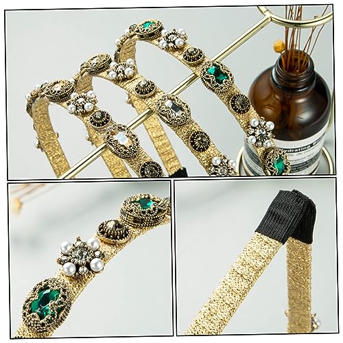 MERRYHAPY Barock Perlen Haarreif Damen mit Strassbesatz Grüner Feiner Haarreifen für Hochzeit und Festliche Anlässe Eleganter Haarschmuck Blumen Design Robust und Modisch von MERRYHAPY