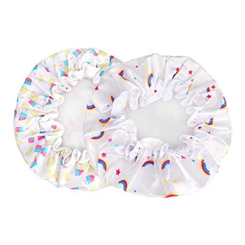 MERRYHAPY 2stücke Satin Duschhaube Für Damen Doppellagig Bedruckt Schlafen Und Duschen Verschiedenen Farben Erhältlich von MERRYHAPY
