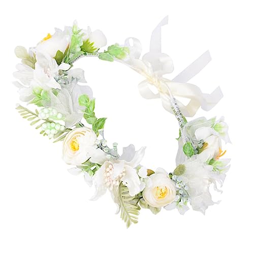 MERRYHAPY Blumenhaarband Braut Blumenkranz Hochzeitshaarschmuck Künstliches Blumenkranz Kopfschmuck Haarschmuck Blumenmädchen von MERRYHAPY