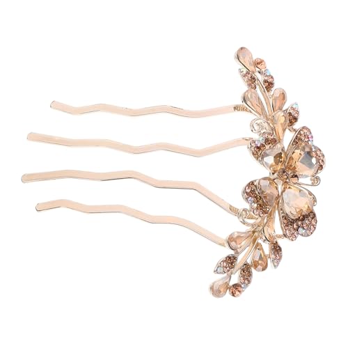MERRYHAPY Braut Haarkamm mit Strassbesatz Champagnerfarbener Haarkamm Seitenkamm Eleganter Haarschmuck für Frauen und Teenager Geeignet für Hochzeiten Partys und Festliche Anlässe von MERRYHAPY