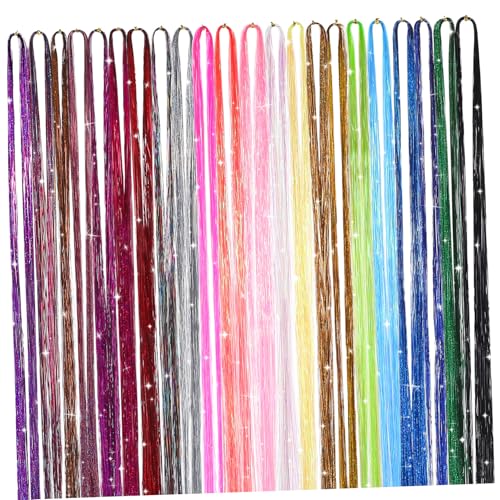 MERRYHAPY Bunte Glitzer Haarsträhnen Farben Tinsel Extensions mit Styling Tools Leicht Einzuflechten für Mädchen Haarschmuck Party Accessoires von MERRYHAPY