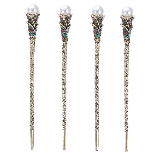 MERRYHAPY 4stücke Vintage Perlen-haarstäbchen Teilig Mit Funkelnden Strassblumen Für Hochzeiten Partys Und Alltägliche Styles Langlebig Und Hitzebeständig Perfekter Haarschmuck Für von MERRYHAPY