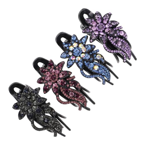 MERRYHAPY 4stücke Entenschnabel Haarklammern Mit Strass Blume Für Damen Kopfschmuck Rutschfest Für Party Und Alltag von MERRYHAPY