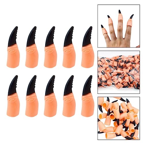 MERRYHAPY Schwarze Nagelabdeckungen Hexenfleisch-fingerabdeckungen Nägel Dekoration Gruselige Hexennägel Fingerklaue Für Halloween-trick-requisiten Maniküre Umweltschutz Tpr Nagelset von MERRYHAPY