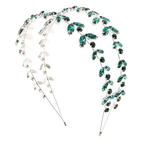 MERRYHAPY Doppeltes Grünes Glitzer-haarband mit Blattdesign Handgefertigter Brautschmuck für Frauen Mehrlagiger Haarschmuck für Hochzeiten und Festliche Anlässe Komfortabel und Elegant von MERRYHAPY