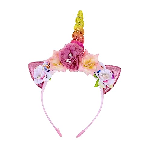 MERRYHAPY Einhorn Stirnband Haarreifen Haarband Haarzubehör Haargummis Für Mädchen Kopfschmuck Aus Horn Gefälschtes Blumenstirnband Ohren Blühen Braut Abschlussball Stoff Requisiten von MERRYHAPY