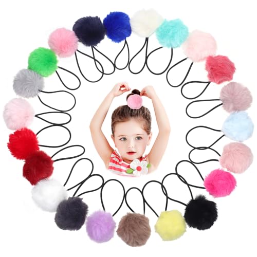 MERRYHAPY 22stücke Haargummis Mit Bommeln Haarbällen Pferdeschwanzhalter Haargummis Für Kleine Mädchen Elastisches Haarseil von MERRYHAPY