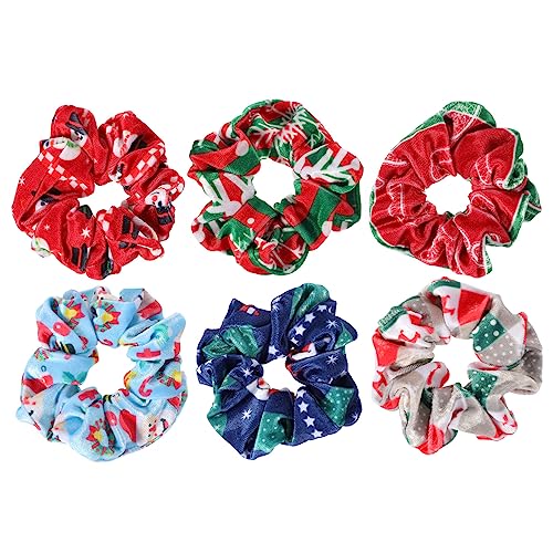 MERRYHAPY Elegante Weihnachts-pferdeschwanzhalter Haarseile Für Mädchen Weicher Flanell 6 Stück Haargummis Für Weihnachtsfeiern von MERRYHAPY