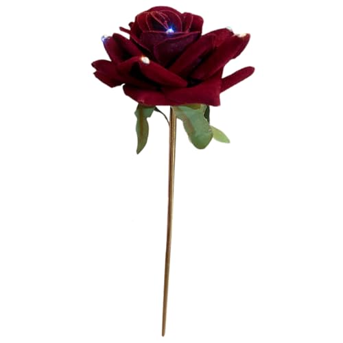 MERRYHAPY Eleganter Haarschmuck Rote Rosen Haarnadel mit Strasssteinen Japanisches Haarstäbchen für Damen Dekorativer Haarstab für Dutt Frisuren Festlicher Brautschmuck und Geschenk von MERRYHAPY