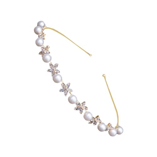 MERRYHAPY Elegantes Damen Haarband mit Perlen und Zirkonblumen Dünner Filigraner Stirnband haarkranz Einsetzbar für Alltag Party und Besondere Anlässe Modisches Haarschmuck accessoire von MERRYHAPY