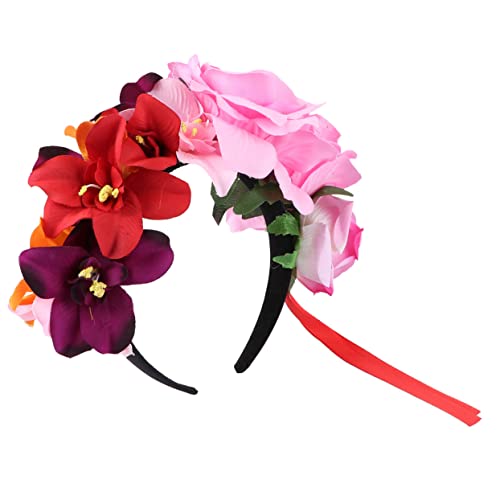 MERRYHAPY Floral Crown Haarband Mit Orchideen Und Rosenblüten Stilvolles Accessoire Für Halloween-feiern Festivals Und Kostüm-events Für Damen Und Mädchen von MERRYHAPY