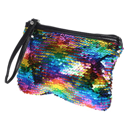 MERRYHAPY Funkelnde Kosmetiktasche mit Farbwechsel Pailletten Schminktasche Damen Bunte Kulturtasche mit Reißverschluss Kompakte Handtasche für Make Up und Alltag von MERRYHAPY