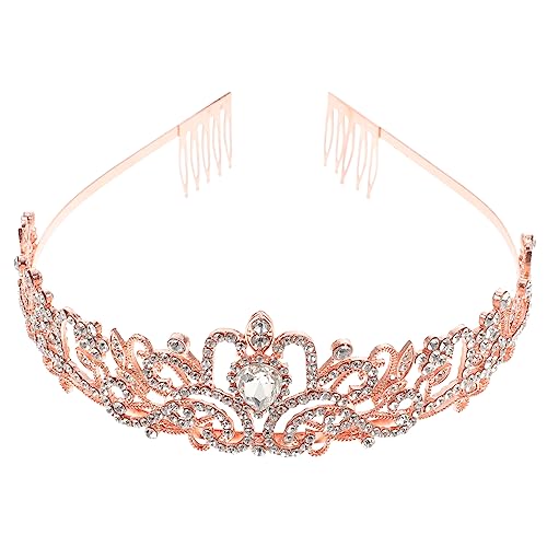 MERRYHAPY Kristallkrone Damen-tiara Kopfschmuck Für Hochzeit Geburtstag Roségold Kristall-diademe Für Frauen Abschlussball von MERRYHAPY