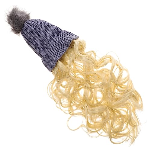 MERRYHAPY Damen Winter Warm Beanie Mütze Haarverlängerung Perücke Langes lockiges Haar Stilvolles Haar-Accessoires von MERRYHAPY