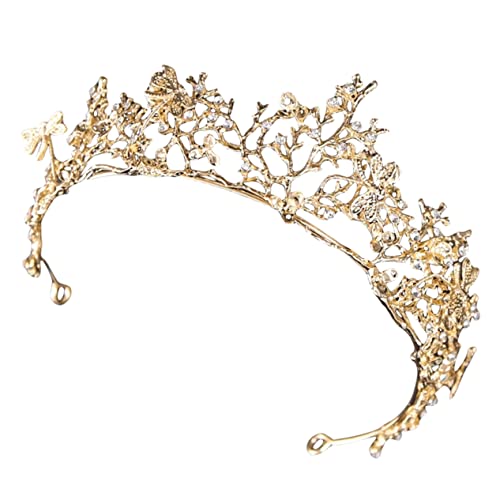 MERRYHAPY Goldene Braut Tiara mit Strasssteinbesatz Vintage Barock Krone aus Eleganter Hochzeitsschmuck für Damen Edles Kopfaccessoire für Festlichkeiten und Besondere Anlässe von MERRYHAPY