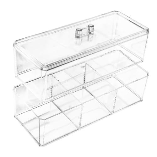 MERRYHAPY Make-up-quastenhalter Kosmetikbox Mit Deckel Make-up-quasten-organizer Transparenter Aufbewahrungskasten Praktischer Kosmetikhalter -lagig von MERRYHAPY
