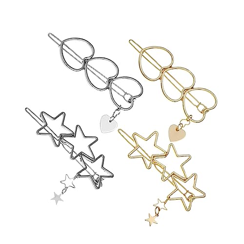 MERRYHAPY 4stücke Stern-haarspangen Und Herz-haarspangen Attraktiver Kopfschmuck Zarte Haarnadeln Bobby Pins Für Mädchen Modische Haarspangen Für Täglichen Gebrauch Bankett Party Fotografie von MERRYHAPY